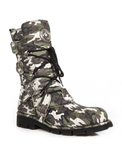CAMOUFLAGE COMBAT BOOTS W/ PLANING NATURAL RUBBER OUTSOLE
