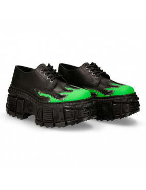 Zapatos negros plataforma color llama verde fuego