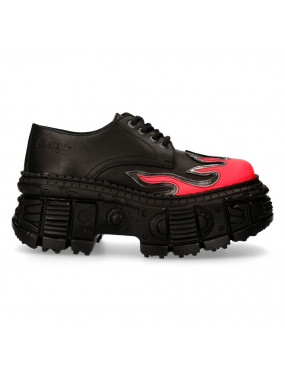 Zapatos negros plataforma color llama rojo fuego