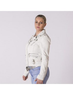 Women's leather jacket in white by newrock