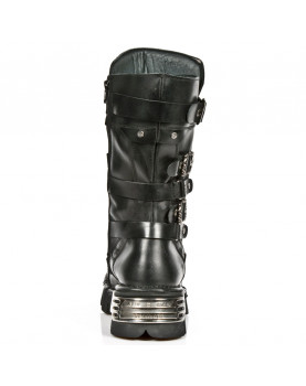 HEAVY GOTH BLACK BOOTS WITH SKULL-BUCKLES