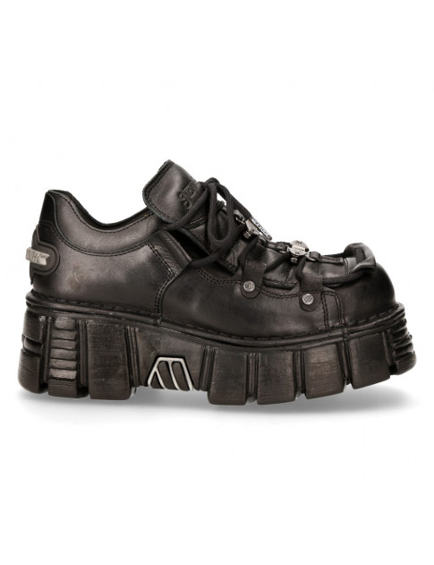 NEWROCK BLACK LEATHER SHOES WITH THICK PLATFORM