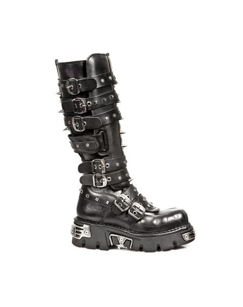 BLACK GOTHIC PUNK BOOTS WITH SPIKES