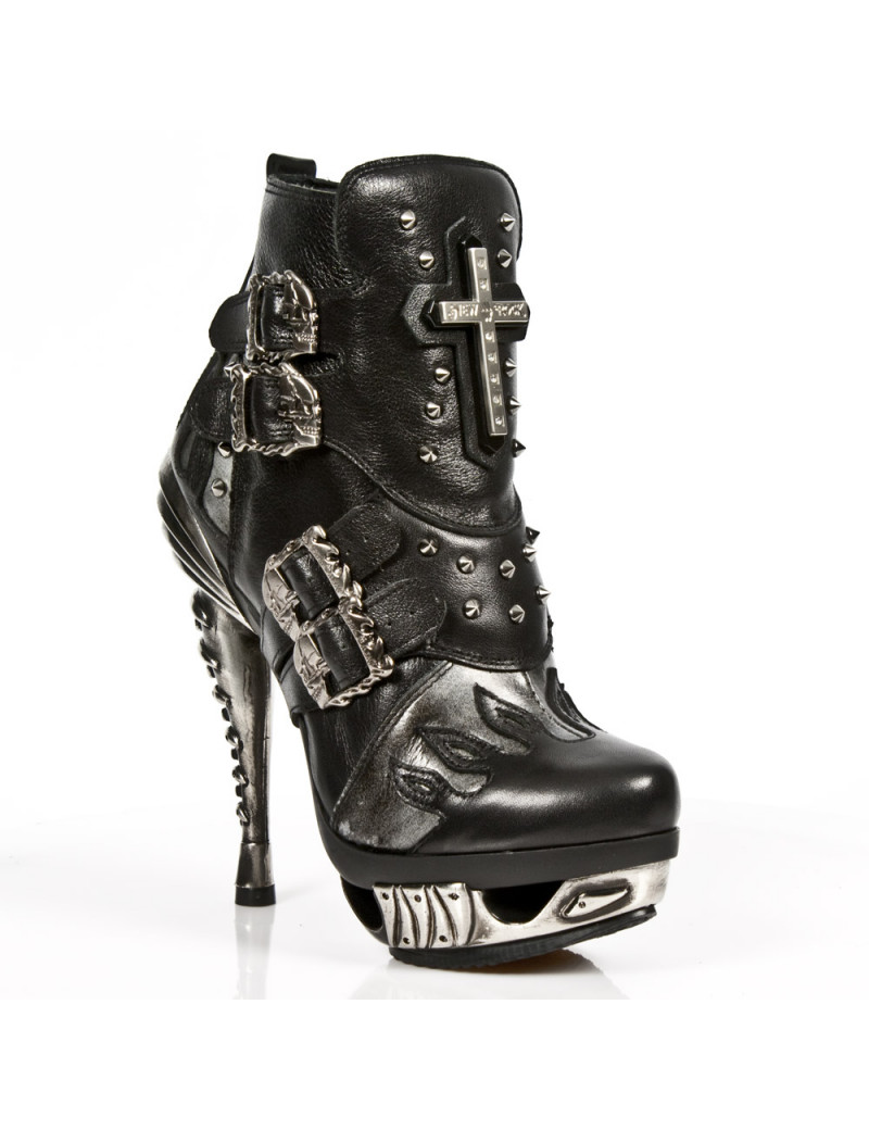 Gothic punk ankle boots with with steel high stiletto