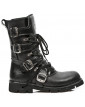 BLACK NEW ROCK BOOTS WITH ZIPPER LACING AND 4 BUCKLES