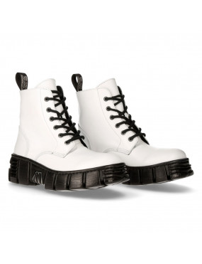 Women's white leather military boots