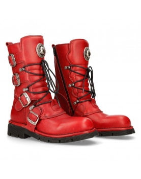 NEW ROCK RED BOOTS WITH 4 BUCKLES