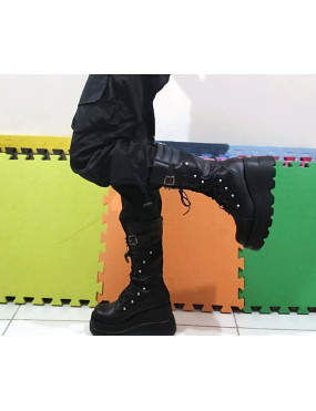 High black punk platform boots
