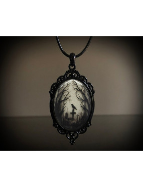 Dark gothic raven pendant