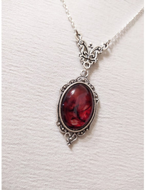Gothic necklace with blood-effect resin cabochon