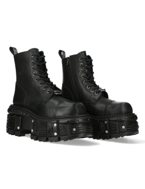 BLACK PLATFORM MILITARY BOOTS