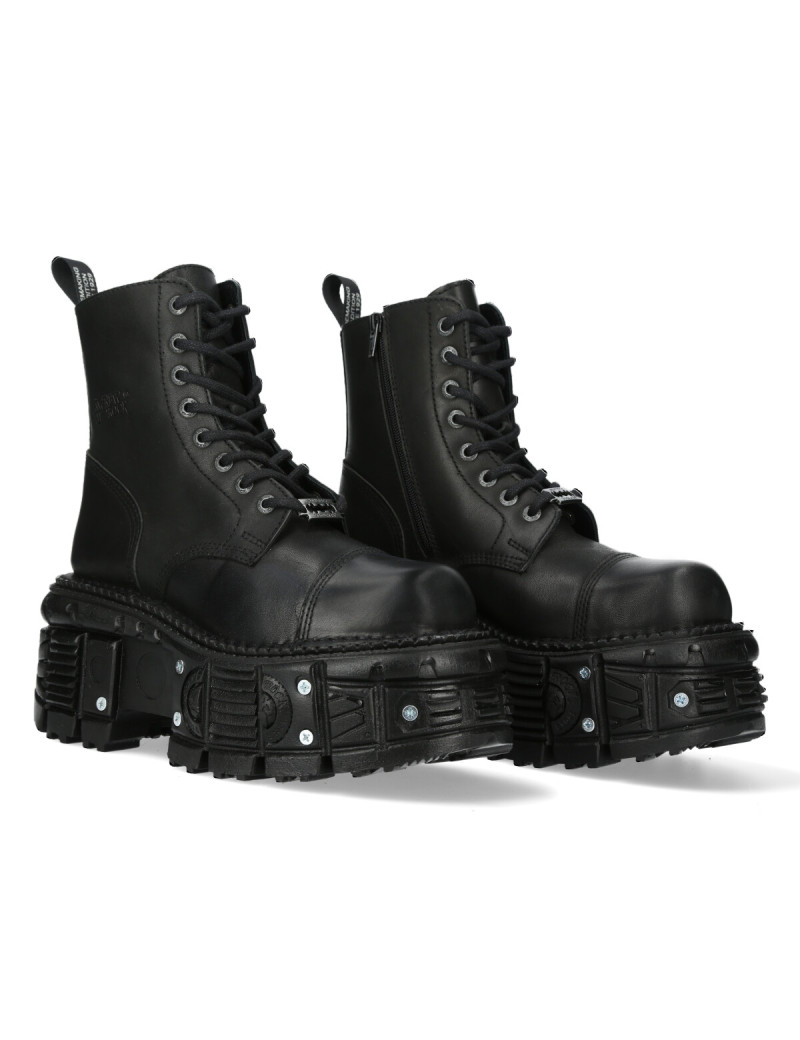 BLACK PLATFORM MILITARY BOOTS