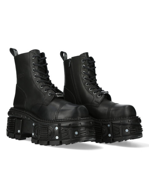 BLACK PLATFORM MILITARY BOOTS