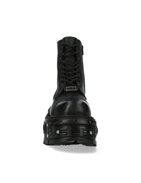 BLACK PLATFORM MILITARY BOOTS