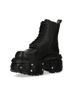 BLACK PLATFORM MILITARY BOOTS