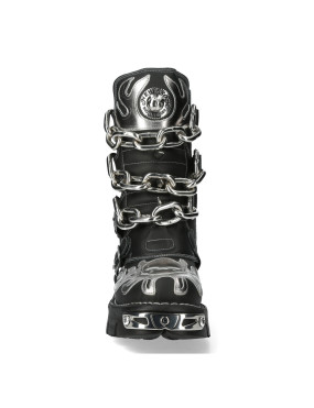 NEWROCK BLACK AND SILVER LEATHER BOOTS