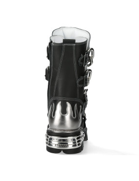 BOTAS NEWROCK DE PIEL NEGRO Y PLATEADO
