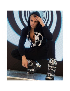 BOTAS NEWROCK DE PIEL NEGRO Y PLATEADO