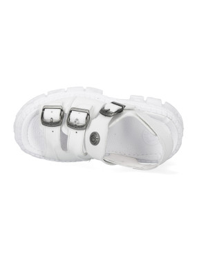 White leather tank platform sandals