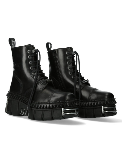 Black leather military-style dress boots