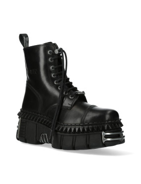 Black leather military-style dress boots