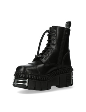 Botas estilo militar de vestir negras de piel
