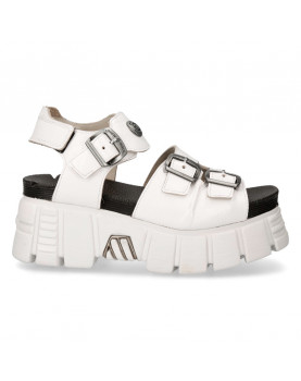 White patent leather platform sandals